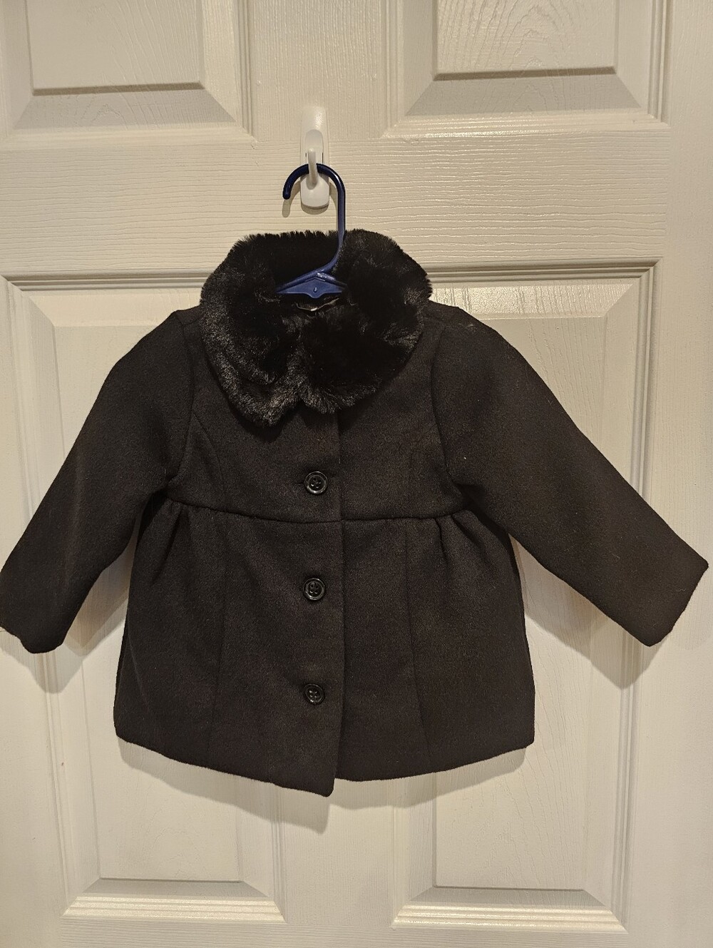 The Children's Place Black Faux-Fur Collar Pea Coat